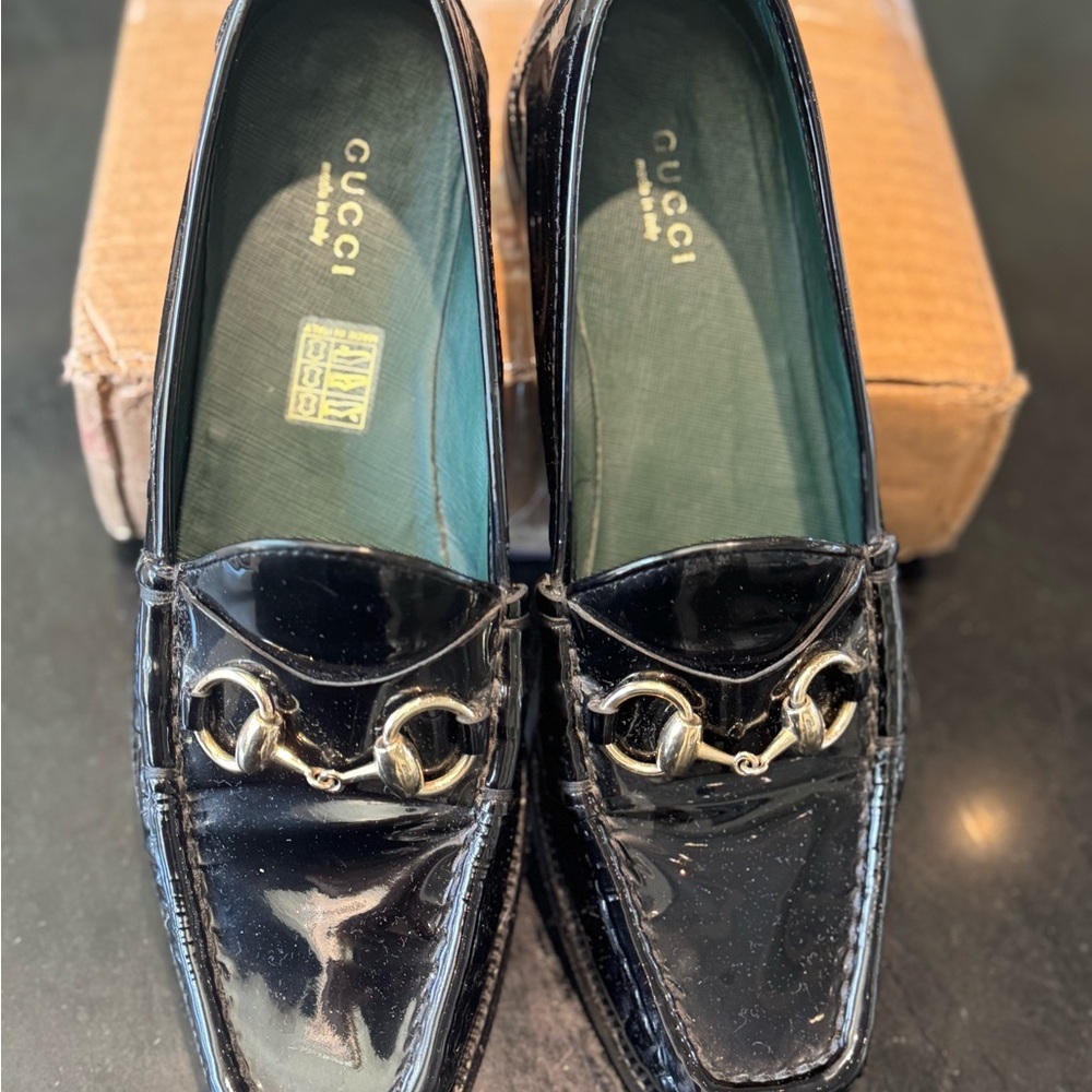 Gucci Black Patent Leather Loafers